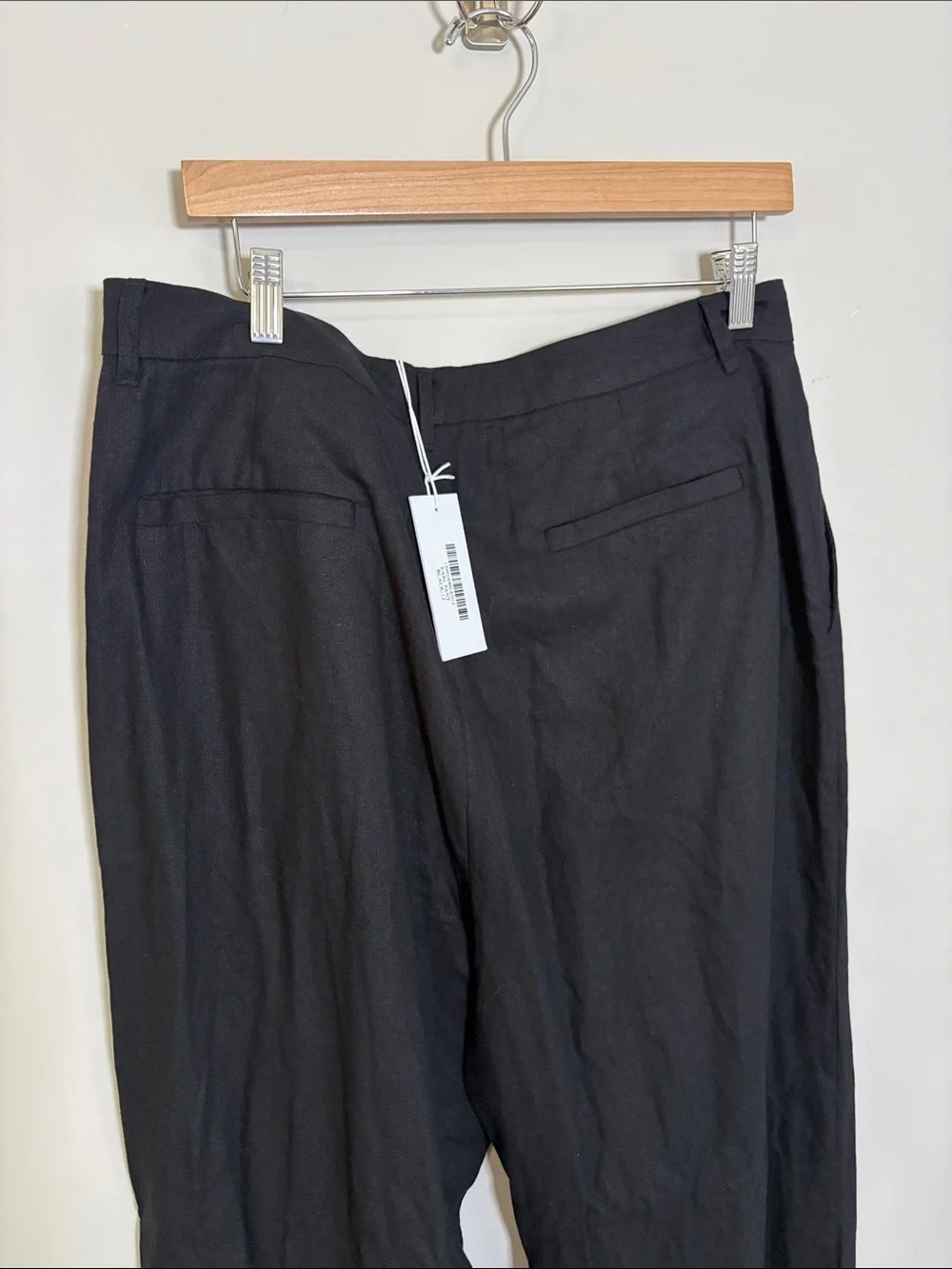 Reformation Earl Pant Black Linen Blend Wide Leg Trouser Designer Sz 12 NEW